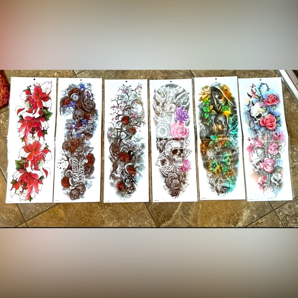 Six piece variety, pack sleeve, temporary tattoos